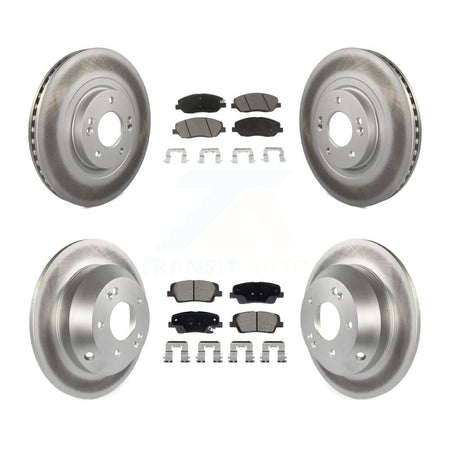 Front Rear Coated Disc Brake Rotor Ceramic Pad Kit For 2013-2016 Hyundai Santa Fe XL 3.3L KGC-102535