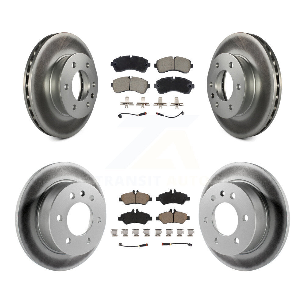 Front Rear Coated Disc Brake Rotor & Ceramic Pad Kit For Dodge Sprinter 3500 Freightliner KGC-102548
