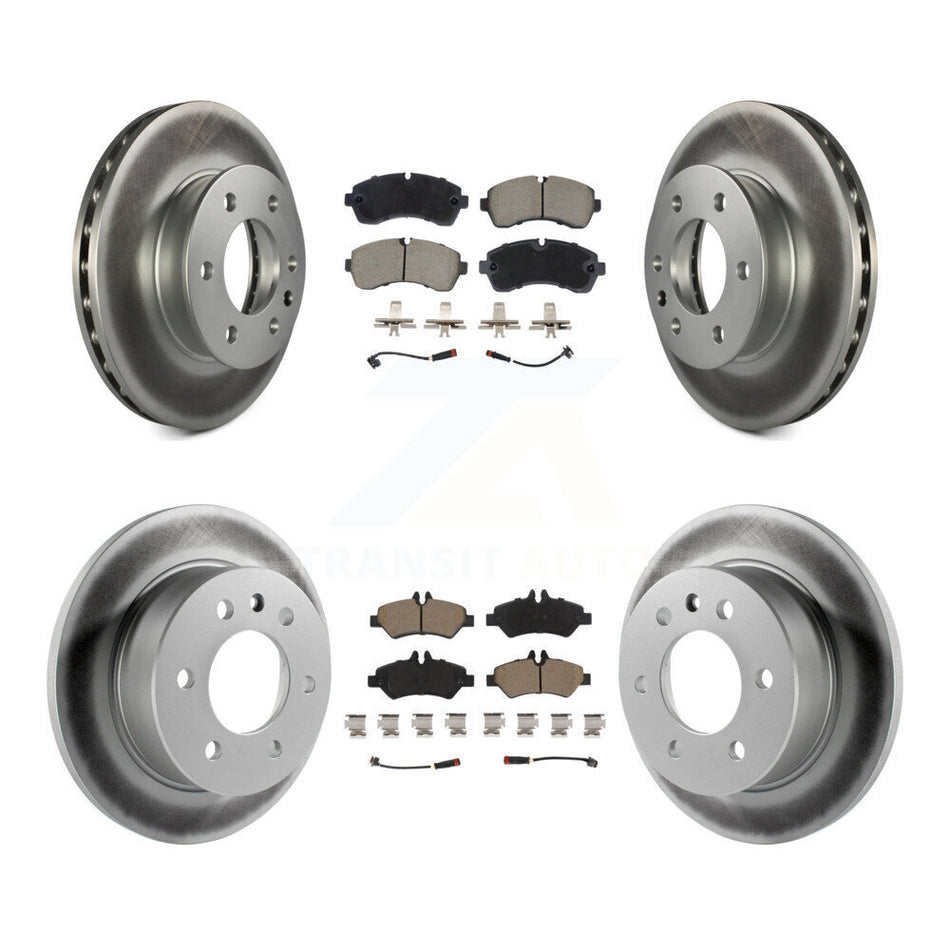 Front Rear Coated Disc Brake Rotor & Ceramic Pad Kit For Dodge Sprinter 3500 Freightliner KGC-102548