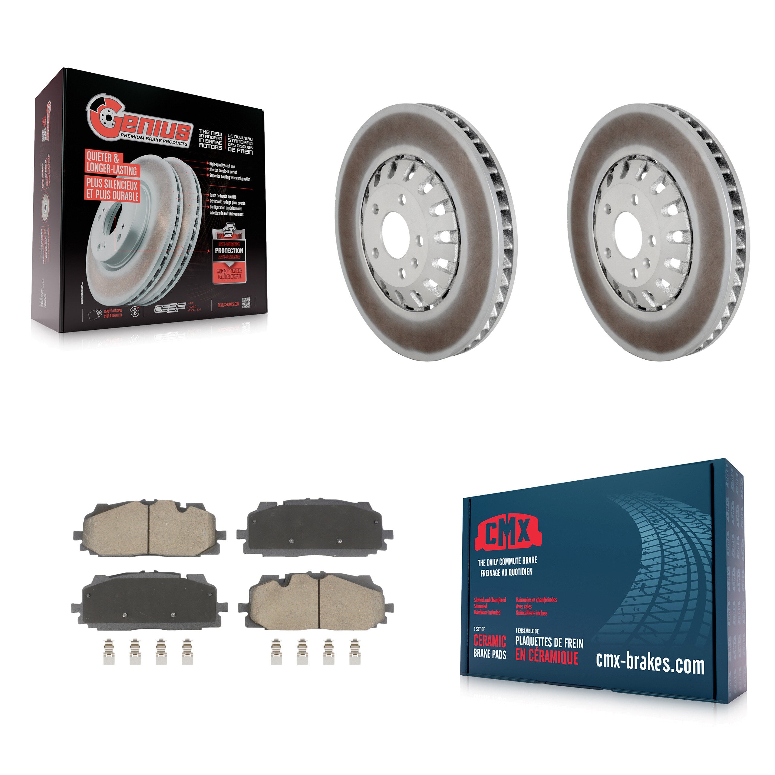 Front Coated Disc Brake Rotor & Ceramic Pad Kit For Audi Q7 Q8 A6 Quattro A7 Sportback A8 KGC-102555