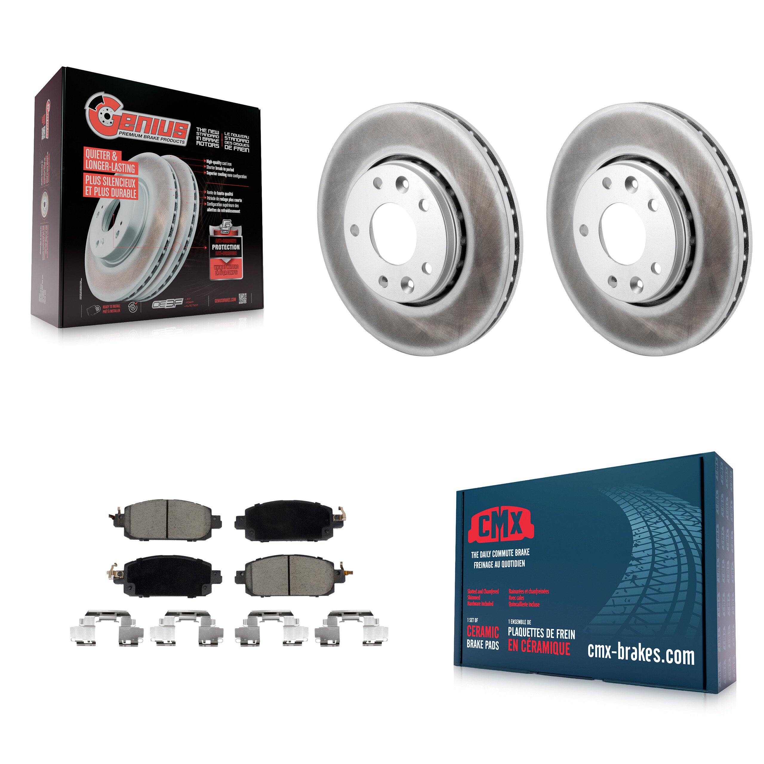 Front Coated Disc Brake Rotors And Ceramic Pads Kit For Nissan Kicks Sentra KGC-102560