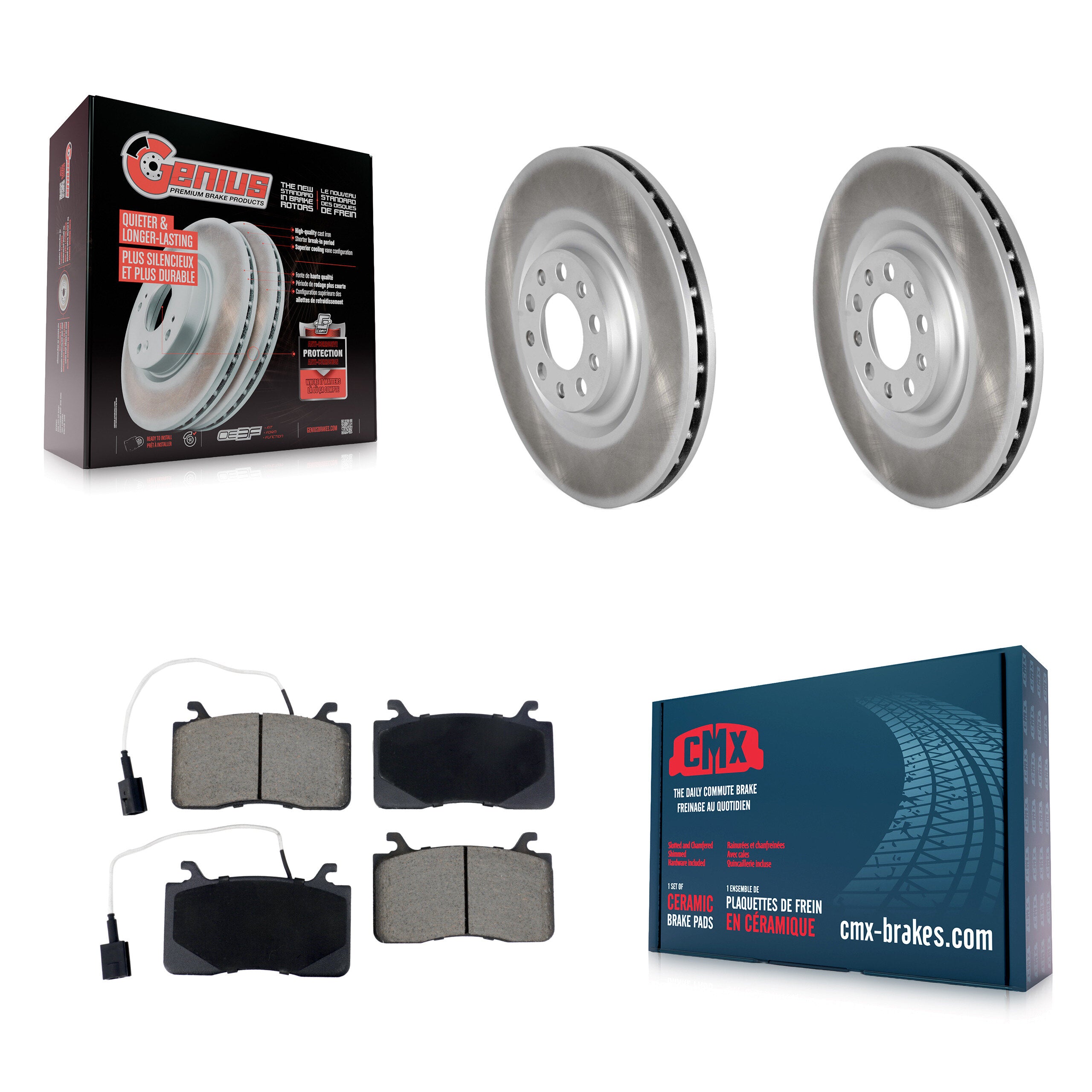 Front Coated Disc Brake Rotors And Ceramic Pads Kit For Alfa Romeo Stelvio Giulia KGC-102561