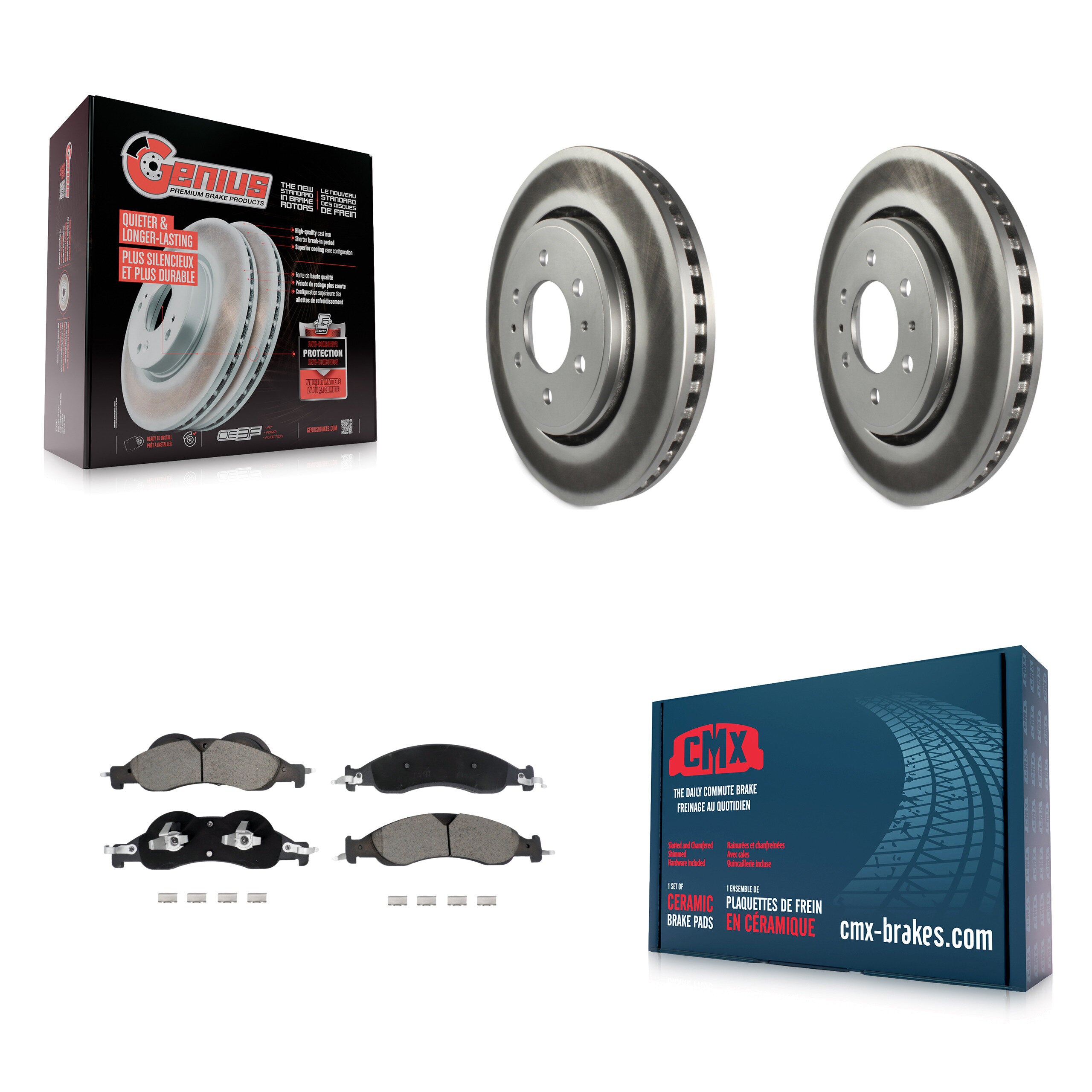 Front Coated Brake Rotors Ceramic Pad Kit For 2007-2009 Ford Expedition Lincoln Navigator KGC-102566
