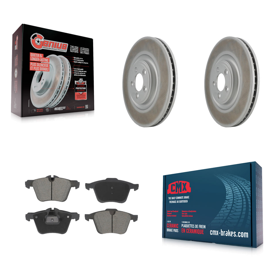 Front Coated Disc Brake Rotors And Ceramic Pads Kit For Jaguar XF XJ XKR XK Super V8 KGC-102568