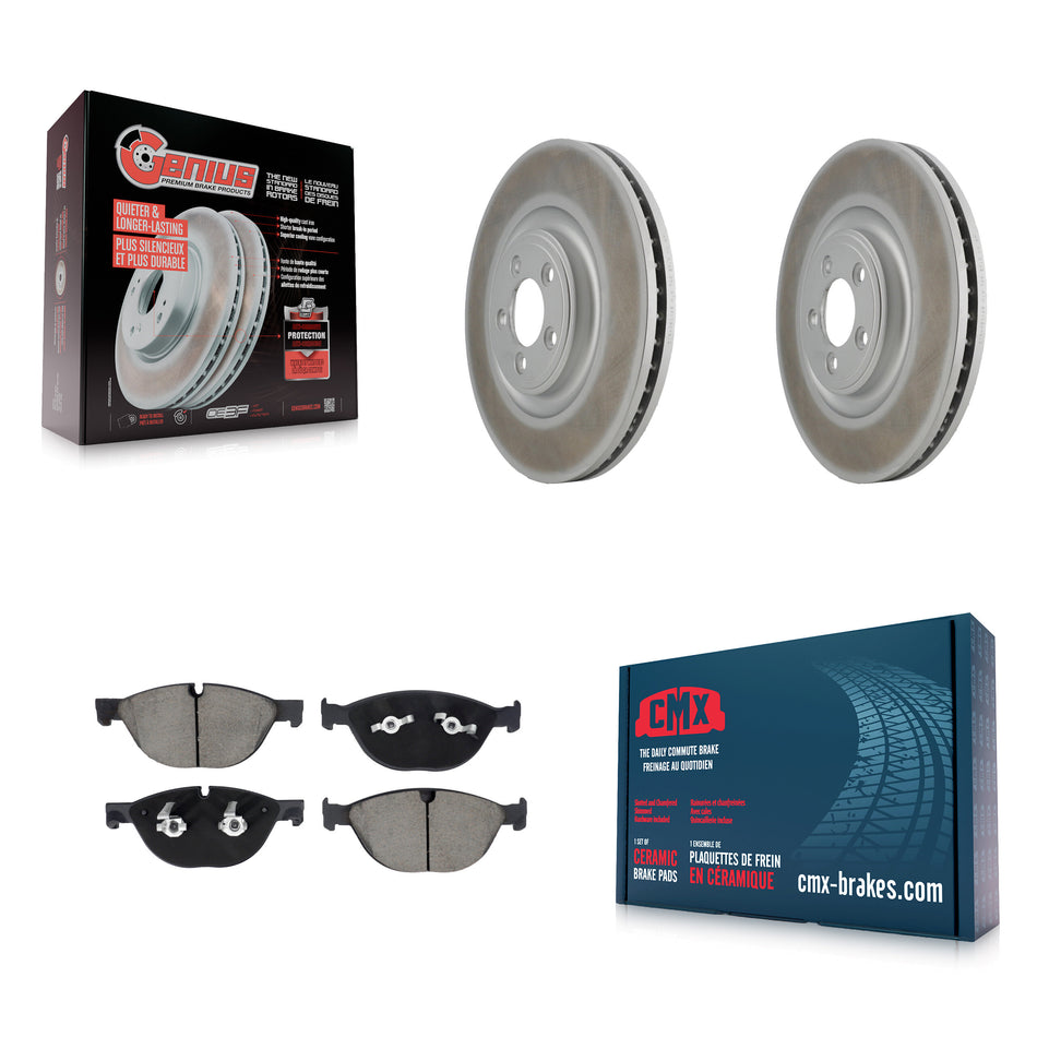 Front Coated Disc Brake Rotors And Ceramic Pads Kit For Jaguar XF XJ KGC-102570