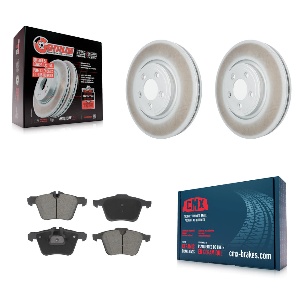 Front Coat Brake Rotor Ceramic Pad Kit For 2010 Jaguar XF With 326mm Diameter KGC-102572