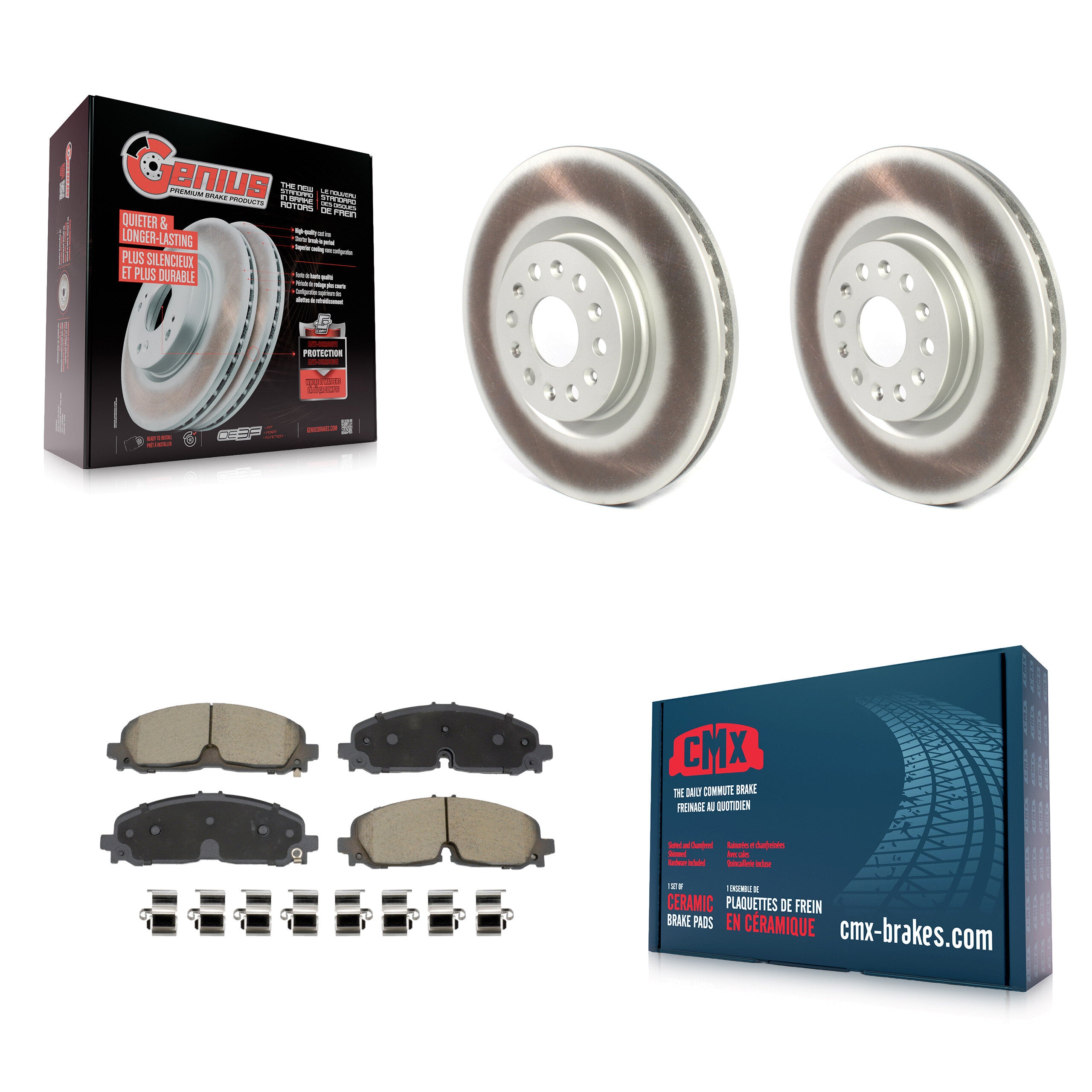 Front Coated Disc Brake Rotor And Ceramic Pad Kit For 2021 Cadillac XT5 Buick Enclave XT6 KGC-102574