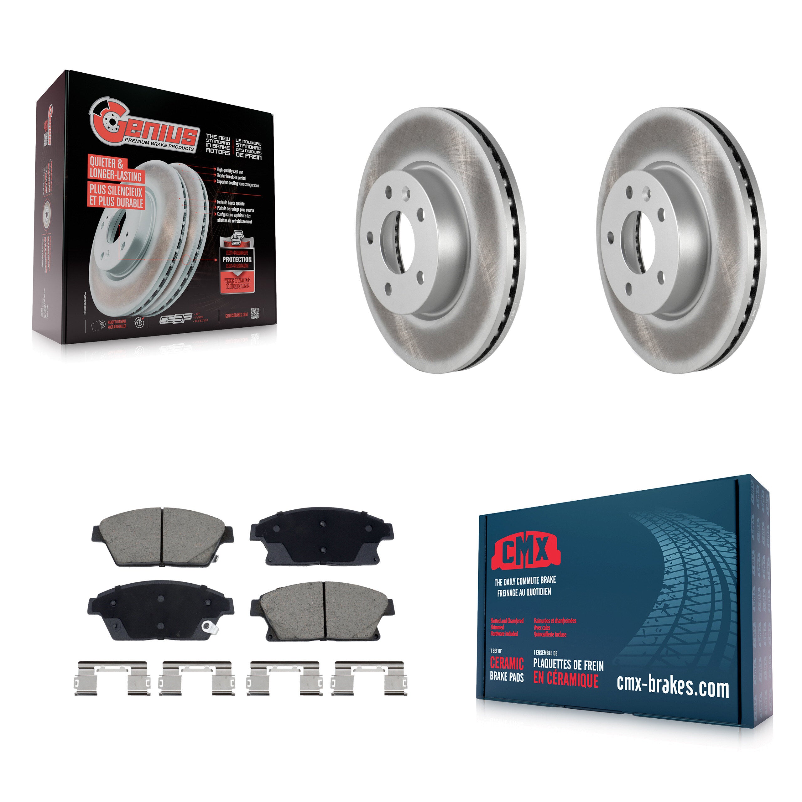 Front Coated Disc Brake Rotors And Ceramic Pads Kit For Cadillac ATS KGC-102577