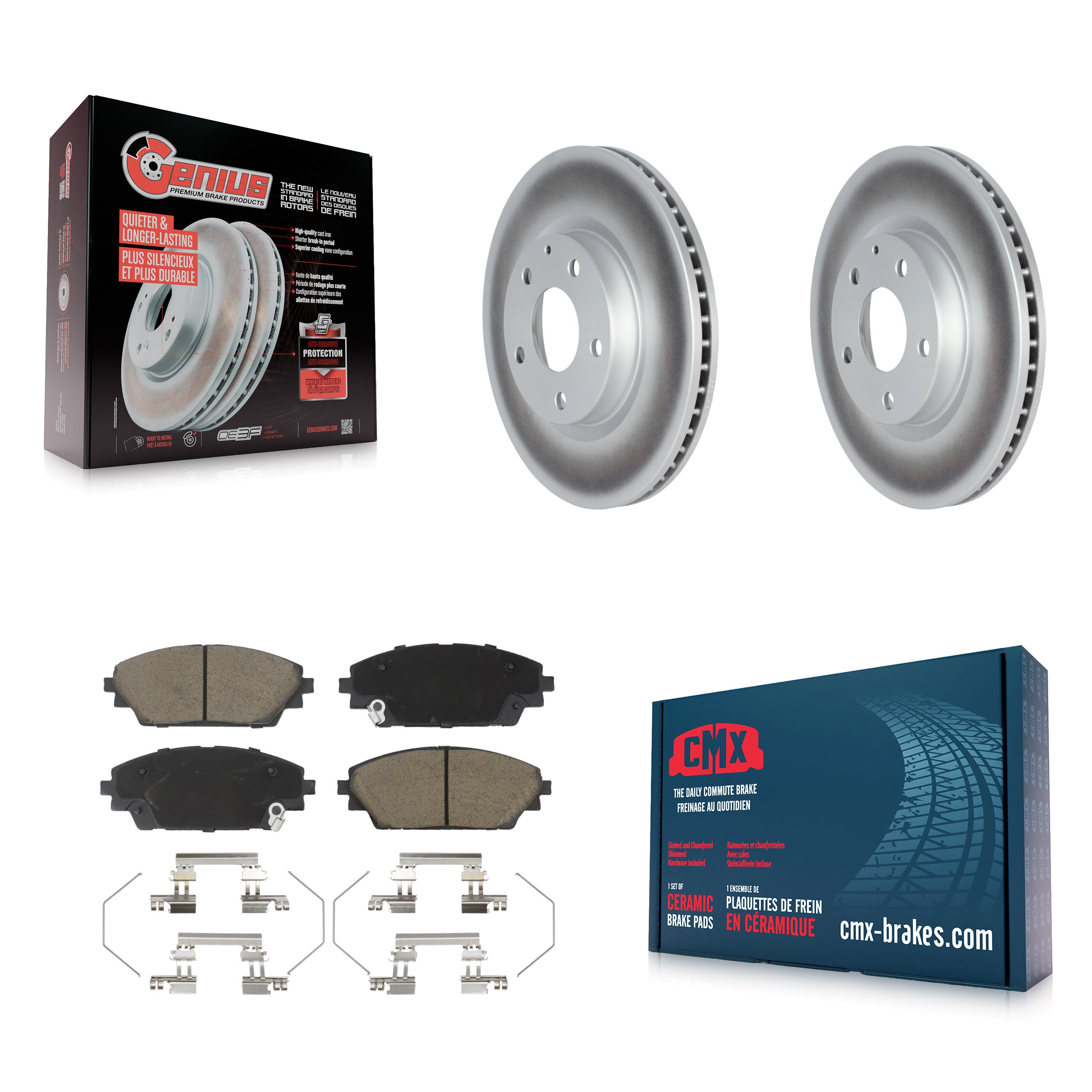 Front Coated Disc Brake Rotors And Ceramic Pads Kit For 2020-2023 Mazda CX-30 KGC-102582