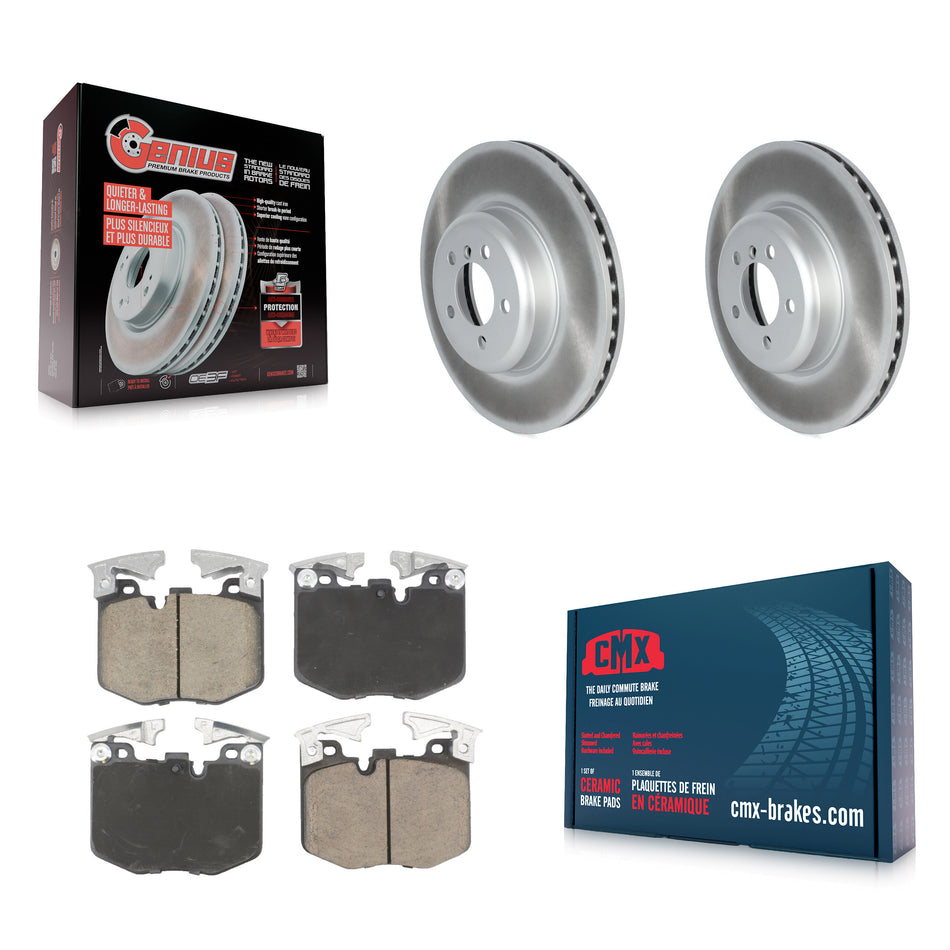 Front Coat Disc Brake Rotors Ceramic Pad Kit For 2019 BMW 330i With Blue Painted Calipers KGC-102585