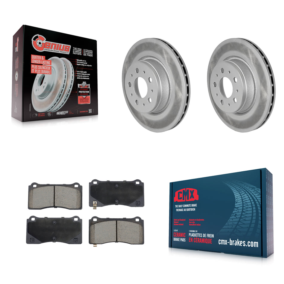 Front Coated Brake Rotor Ceramic Pad Kit For 2017-2022 Tesla 3 With Gray Painted Calipers KGC-102586