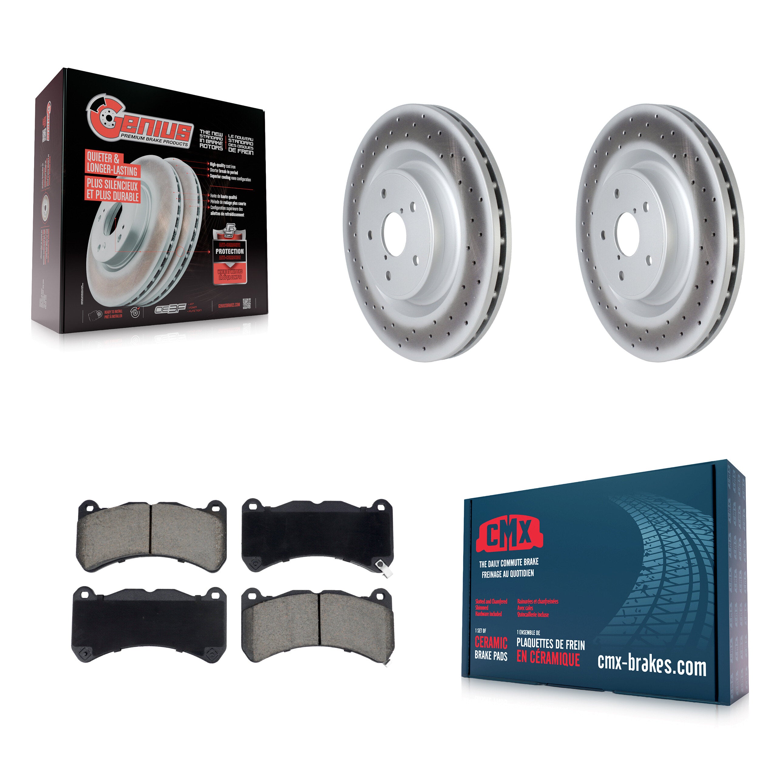 Front Coated Disc Brake Rotors And Ceramic Pads Kit For 2018-2020 Subaru WRX STI KGC-102588