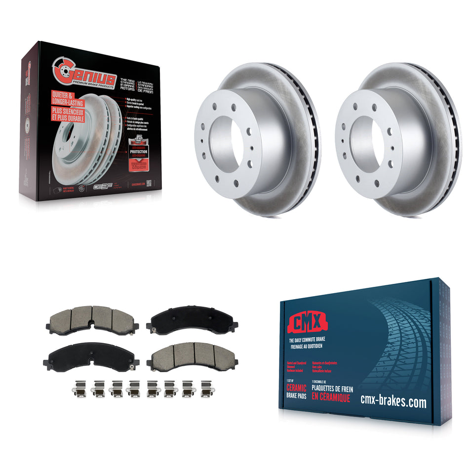 Rear Coated Brake Rotor & Ceramic Pad Kit For GMC Chevrolet Sierra 2500 HD Silverado 3500 KGC-102623