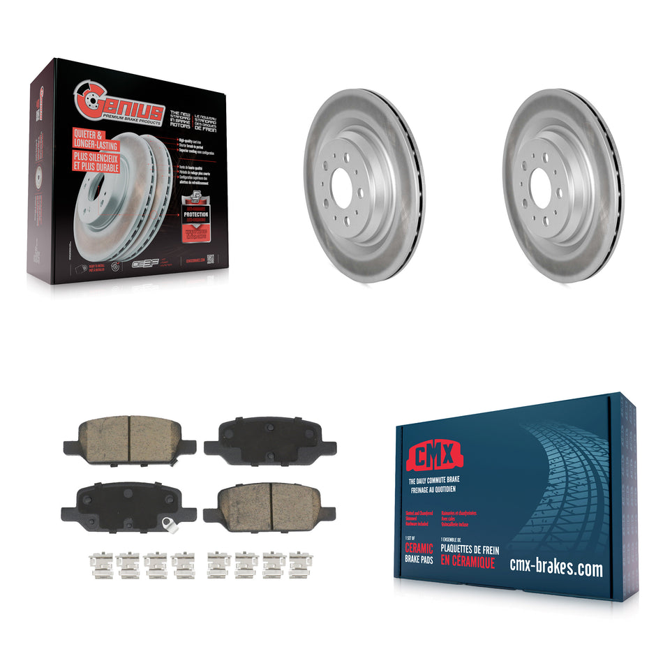 Rear Coated Brake Rotors Ceramic Pad Kit For 2017-2022 Tesla 3 With Gray Painted Calipers KGC-102629