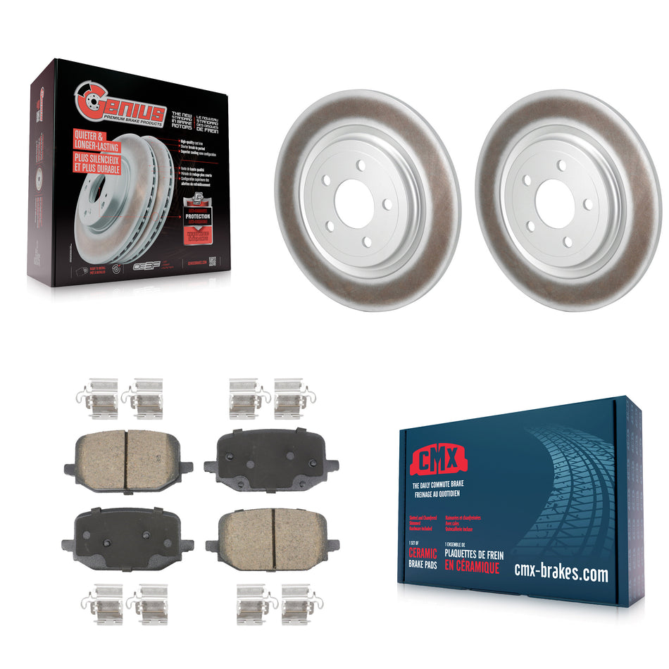 Rear Coated Disc Brake Rotors And Ceramic Pads Kit For 2022-2024 Ford Explorer 3.0L/2.3L KGC-102634