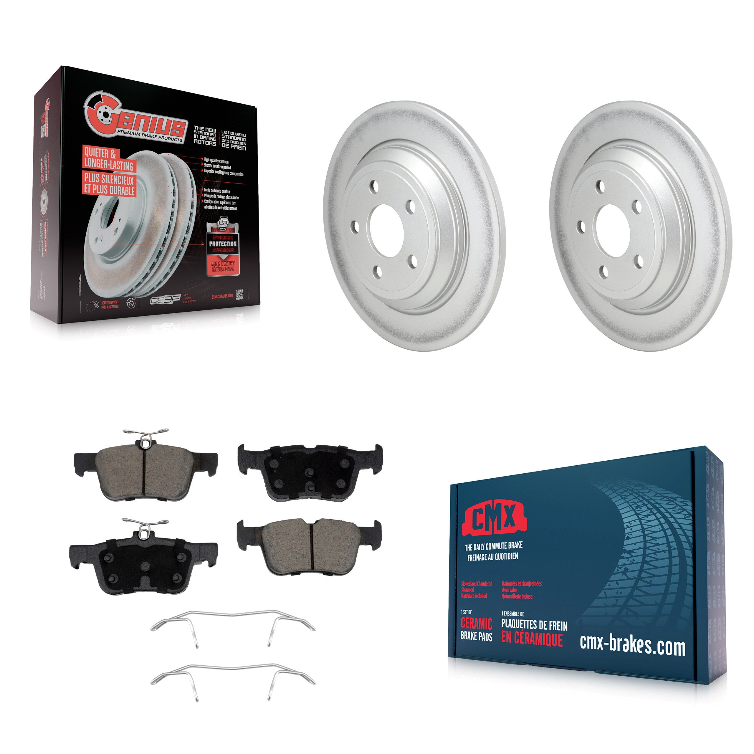 Rear Coated Disc Brake Rotor Ceramic Pad Kit For Ford Escape Bronco Sport Lincoln Corsair KGC-102636
