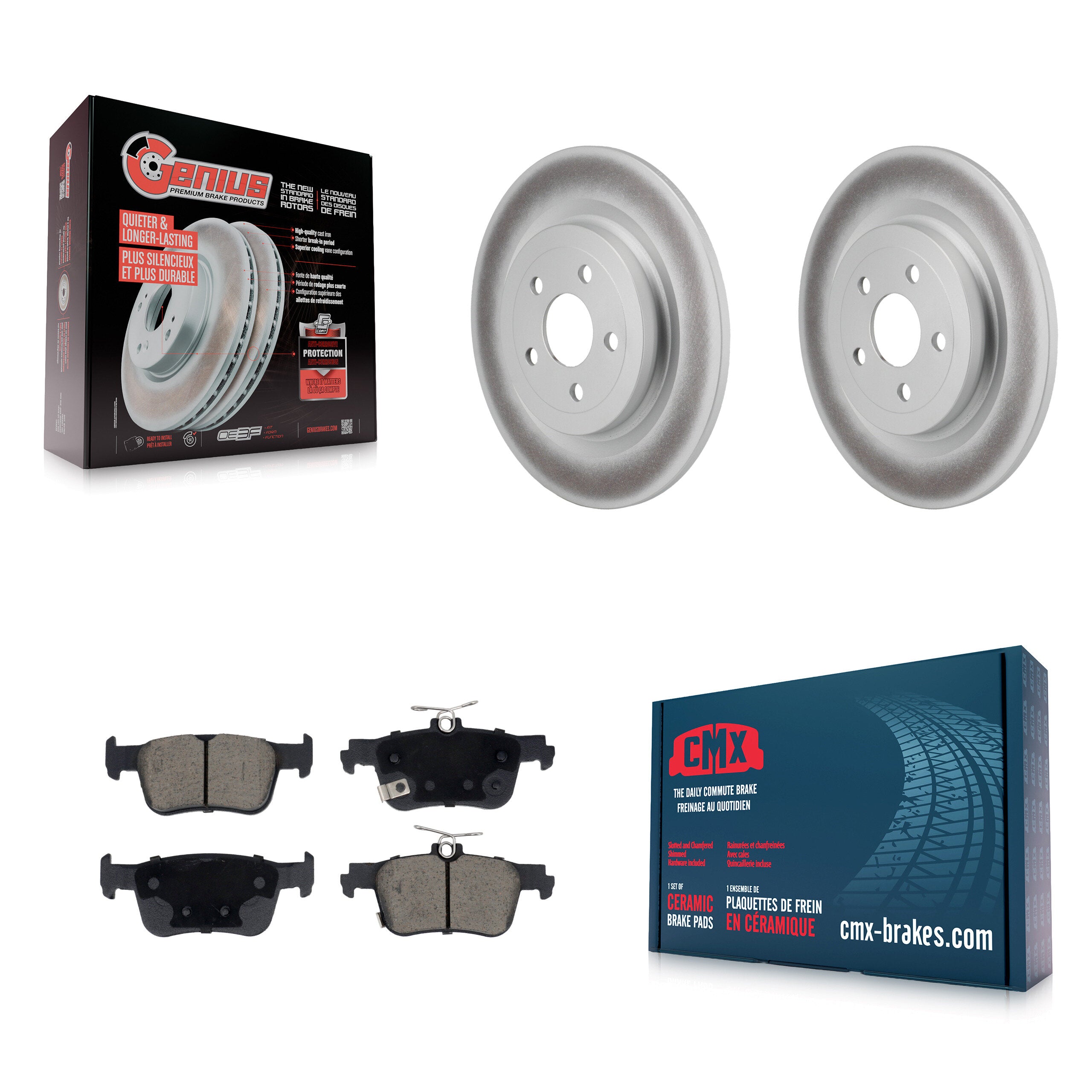 Rear Coated Disc Brake Rotors And Ceramic Pads Kit For 2021-2023 Ford Mustang Mach-E KGC-102637