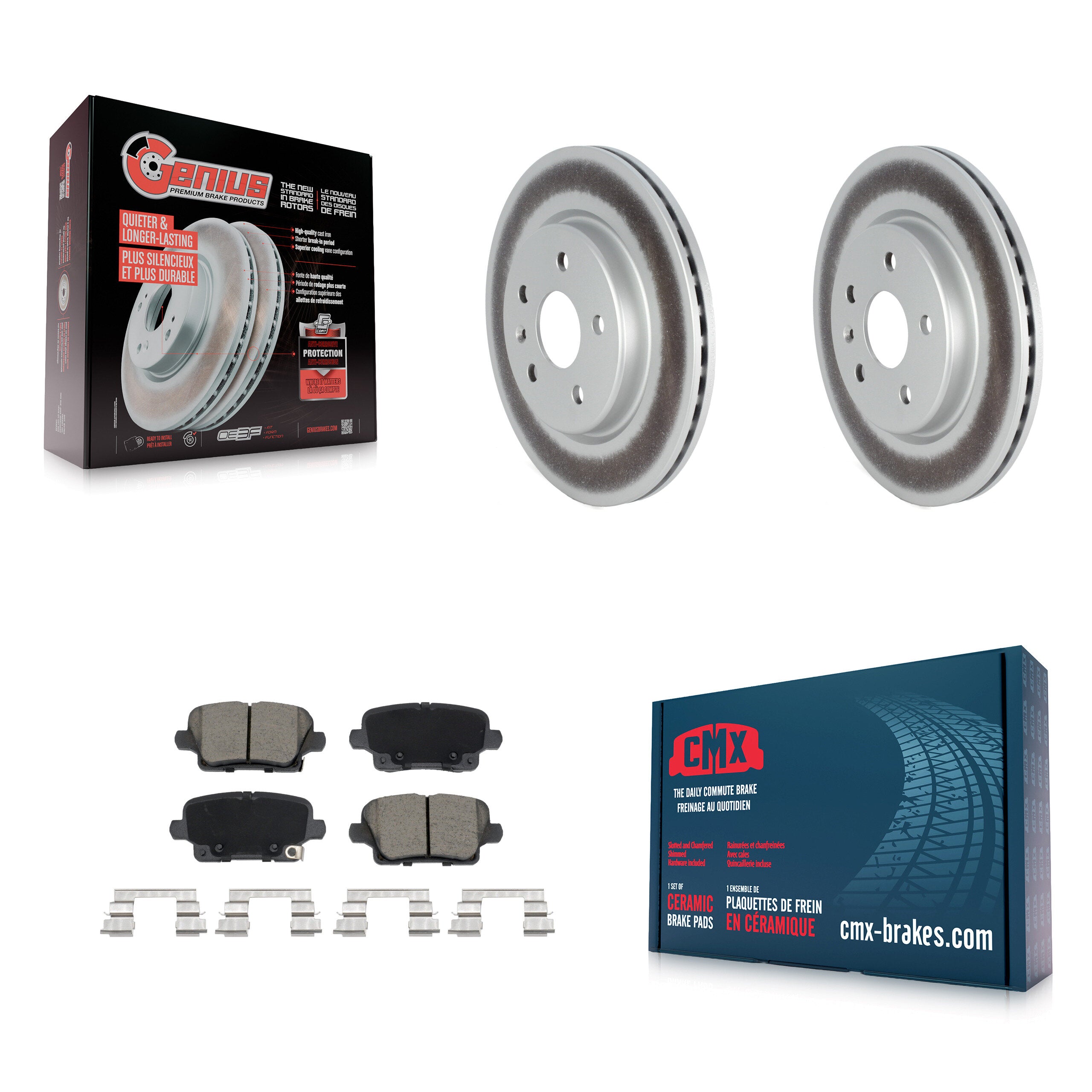 Rear Coated Disc Brake Rotors And Ceramic Pads Kit For Cadillac XT4 Buick Envision KGC-102647