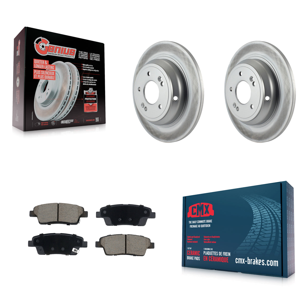 Rear Coated Disc Brake Rotors And Ceramic Pads Kit For 2018-2020 Genesis G80 3.8L 5.0L KGC-102648