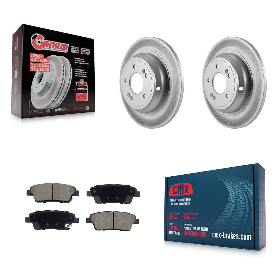 Rear Coated Disc Brake Rotors And Ceramic Pads Kit For 2018-2020 Genesis G80 3.8L 5.0L KGC-102648