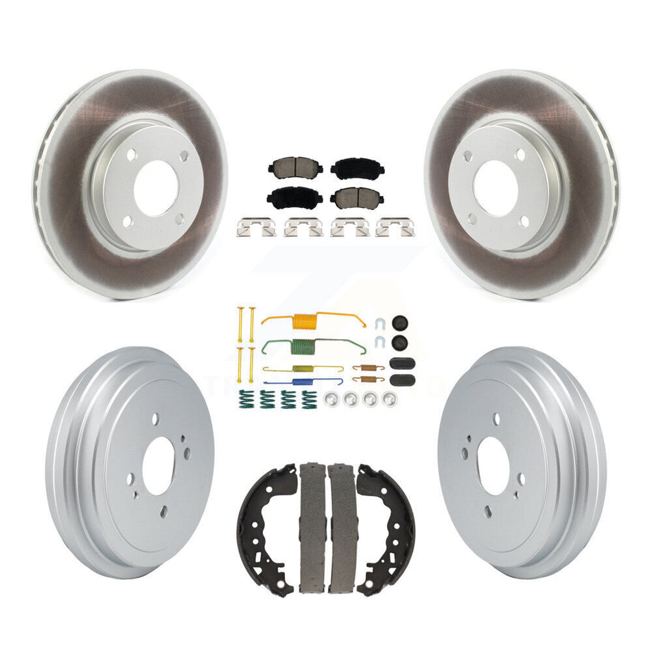 Front Rear Coated Disc Brake Rotors Ceramic Pad And Drum Kit (7Pc) For Nissan Kicks Versa KGC-102656