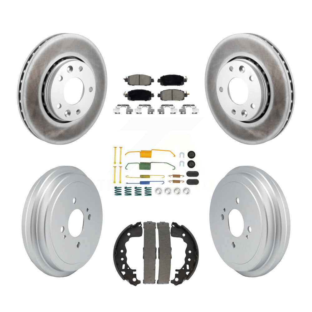 Front Rear Coated Disc Brake Rotors Ceramic Pads And Drum Kit (7Pc) For Nissan Kicks KGC-102657