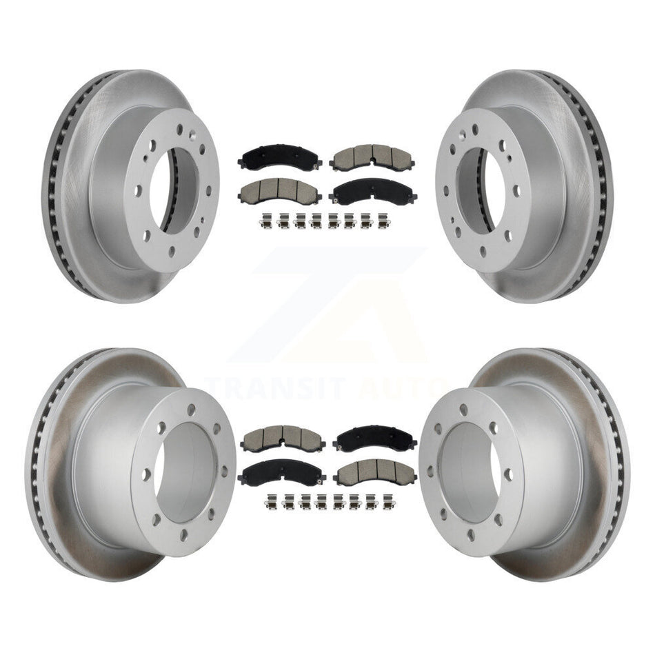 Front Rear Coated Brake Rotors Ceramic Pad Kit For GMC Sierra 3500 HD Chevrolet Silverado KGC-102665