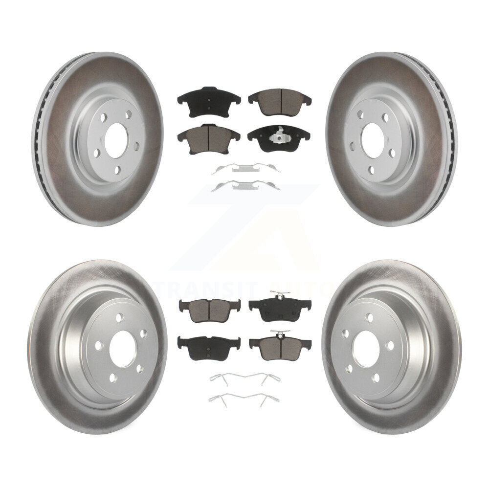 Front Rear Coated Disc Brake Rotors And Ceramic Pads Kit For 2017-2020 Lincoln MKZ 2.0L KGC-102672