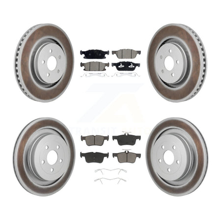 Front Rear Coat Brake Rotors Ceramic Pad Kit For 2019 Ford Edge With Red Painted Calipers KGC-102674
