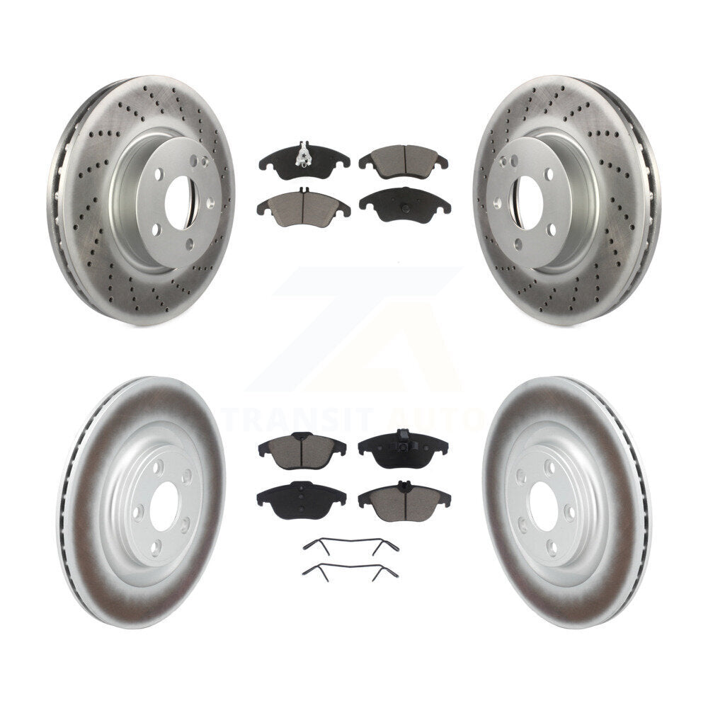 Front Rear Coated Disc Brake Rotors And Ceramic Pads Kit For Mercedes-Benz E400 KGC-102703