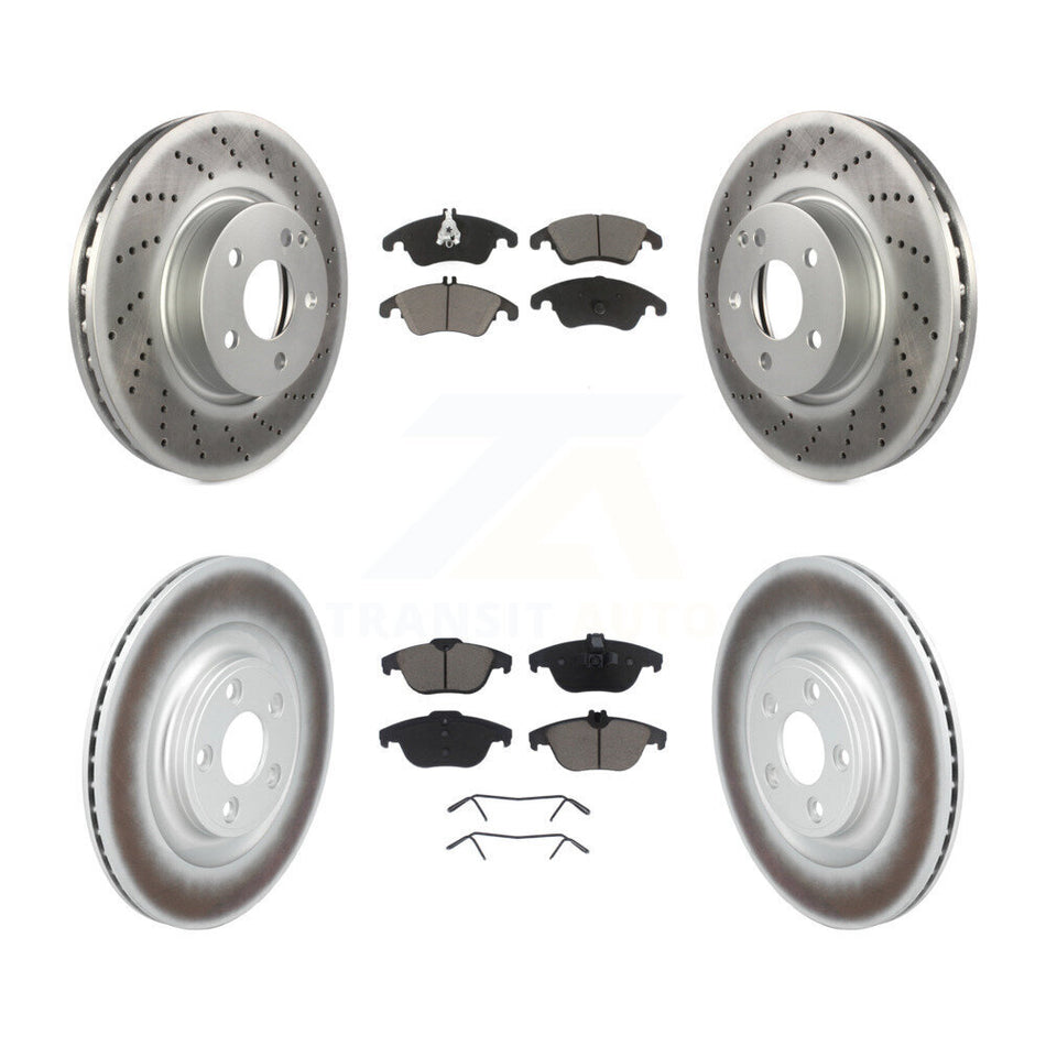 Front Rear Coated Disc Brake Rotors And Ceramic Pads Kit For Mercedes-Benz E400 KGC-102703