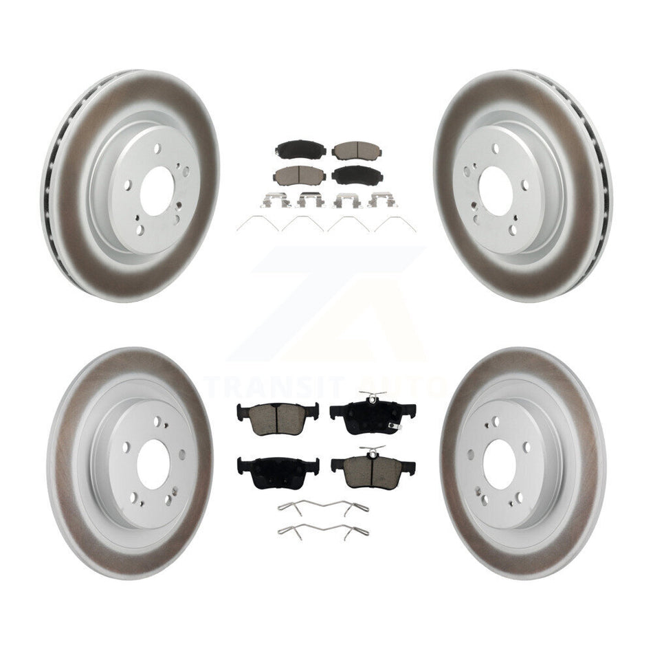Front Rear Coated Disc Brake Rotors And Ceramic Pads Kit For 2021-2023 Acura TLX 2.0L KGC-102708