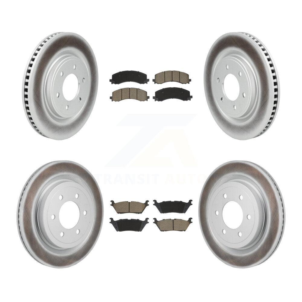 Front Rear Coated Disc Brake Rotors And Ceramic Pads Kit For Ford F-150 Lightning KGC-102715