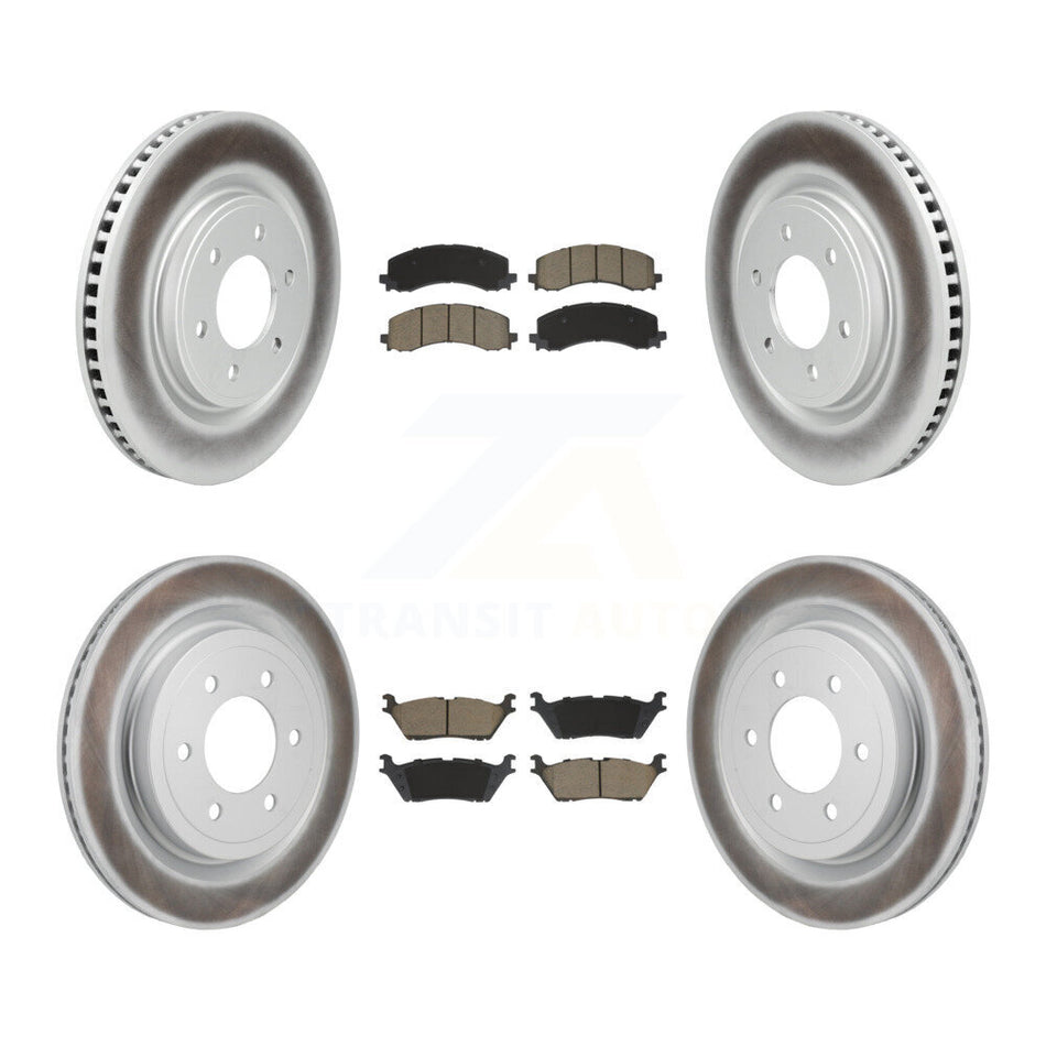 Front Rear Coated Disc Brake Rotors And Ceramic Pads Kit For Ford F-150 Lightning KGC-102715