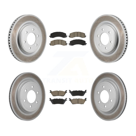 Front Rear Coated Brake Rotor Ceramic Pad Kit For Ford F-150 Expedition Lincoln Navigator KGC-102716
