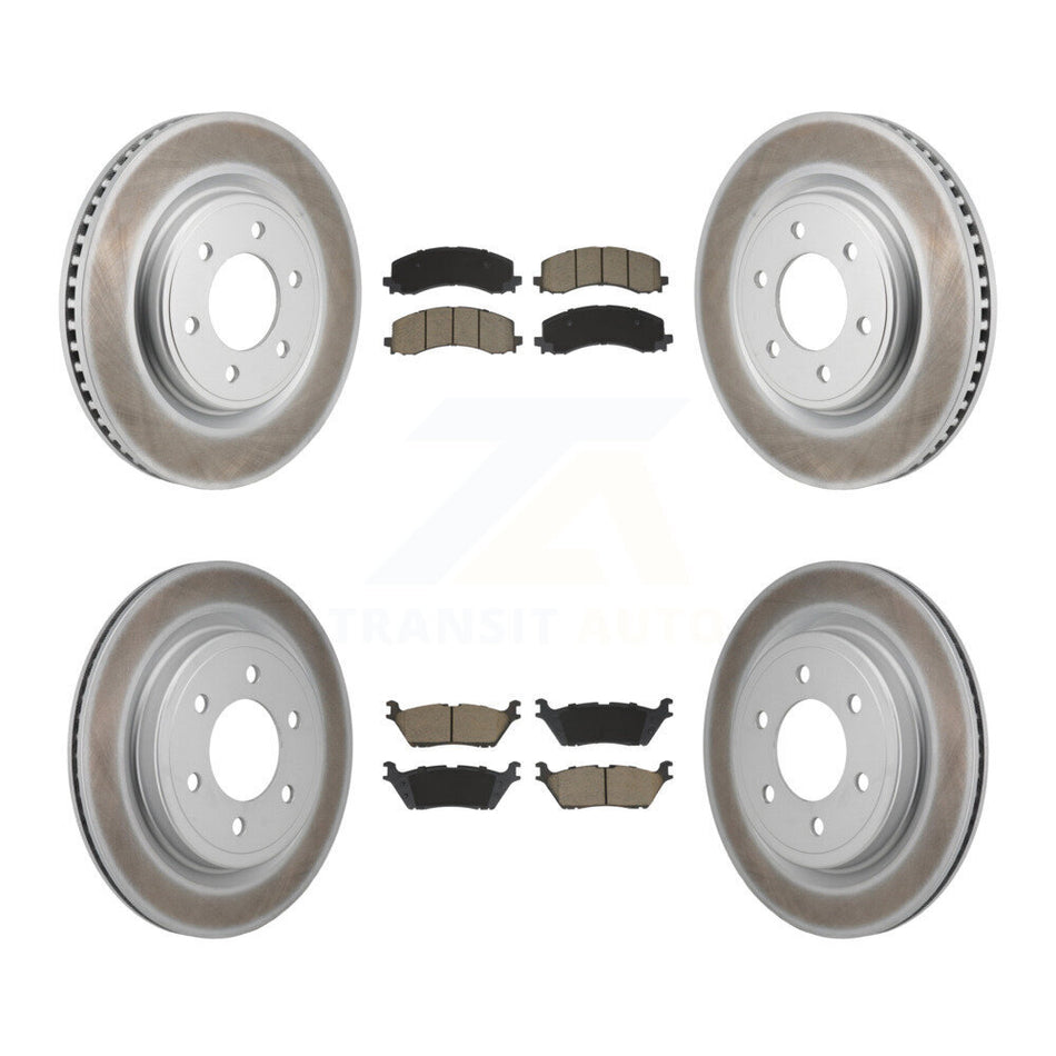 Front Rear Coated Brake Rotor Ceramic Pad Kit For Ford F-150 Expedition Lincoln Navigator KGC-102716