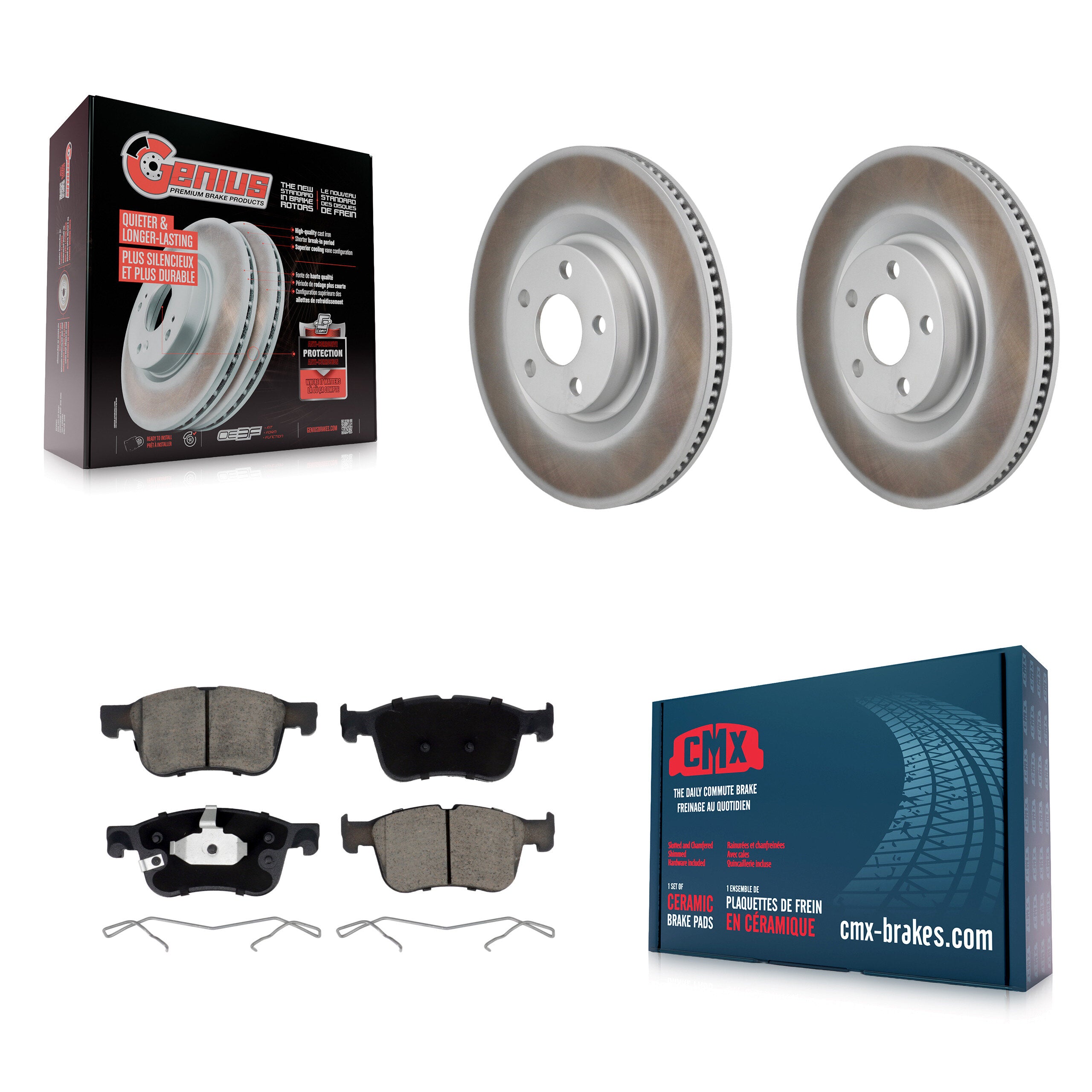 Front Coated Disc Brake Rotors And Ceramic Pads Kit For 2022-2023 Ford Maverick KGC-102756