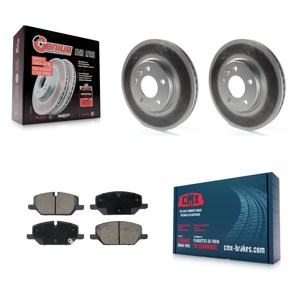 Front Coated Brake Rotors Ceramic Pad Kit For GMC Terrain With 321mm Diameter Rotor KGC-102759