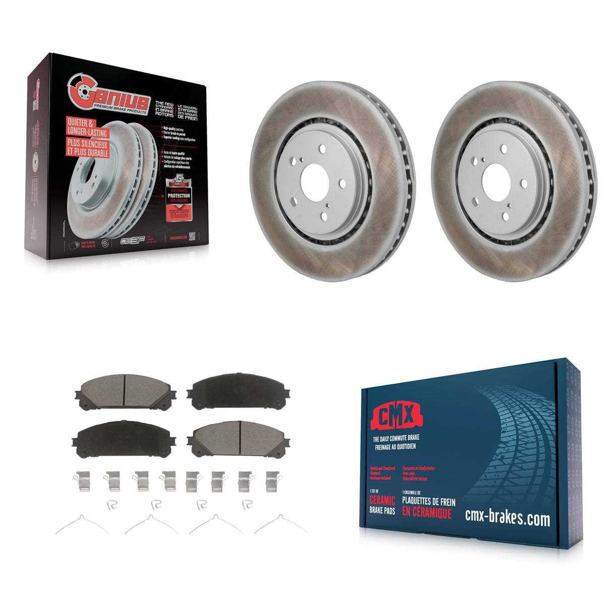 Front Coat Brake Rotors Ceramic Pad Kit For Toyota Sienna RAV4 Prime bZ4X Subaru Solterra KGC-102761