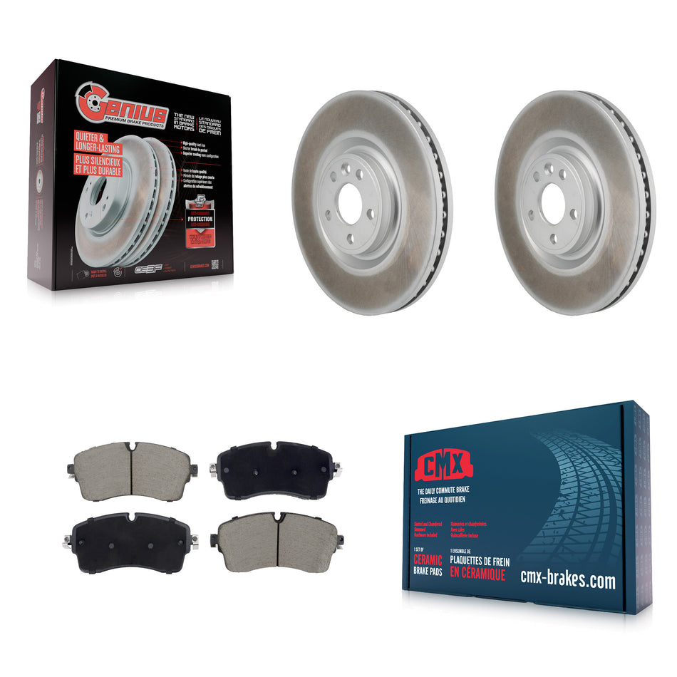 Front Coated Disc Brake Rotor & Ceramic Pad Kit For Land Rover Range Evoque Jaguar E-Pace KGC-102771