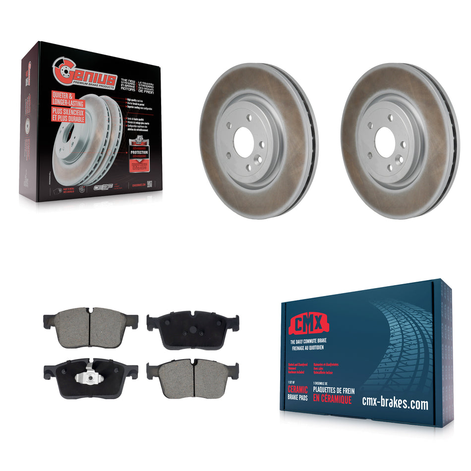 Front Coated Disc Brake Rotors And Ceramic Pads Kit For Jaguar XF KGC-102786
