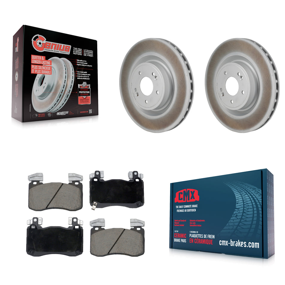 Front Coated Disc Brake Rotors And Ceramic Pads Kit For Genesis G70 Kia Stinger KGC-102798
