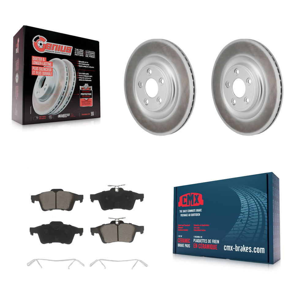 Rear Coated Disc Brake Rotor Ceramic Pad Kit For 2016 Jaguar XJ With Manual Parking KGC-102807