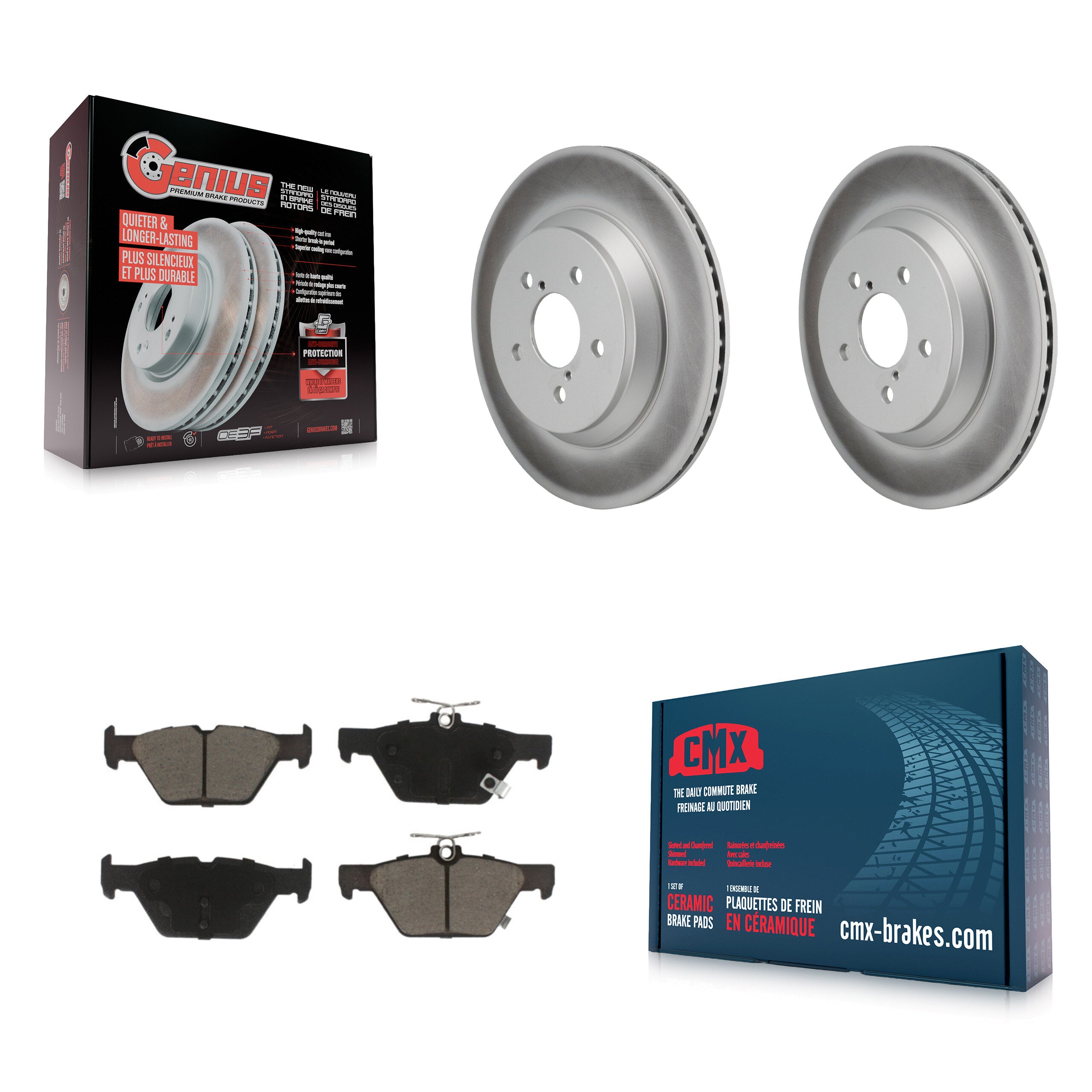 Rear Coated Brake Rotors Ceramic Pad Kit For Subaru Crosstrek With Electric Parking KGC-102813