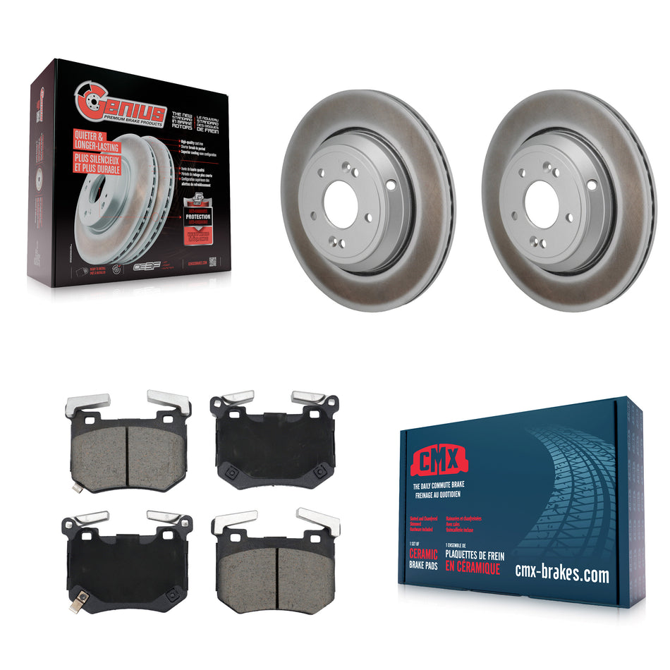 Rear Coated Disc Brake Rotors And Ceramic Pads Kit For Genesis G70 Kia Stinger 3.3L KGC-102826