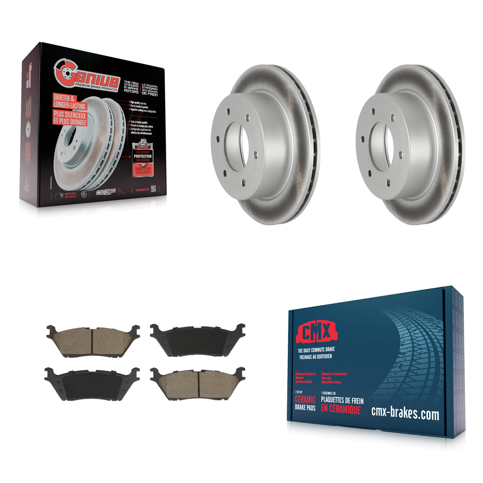 Rear Coated Disc Brake Rotors And Ceramic Pads Kit For 2022-2023 Ford Bronco 3.0L KGC-102841
