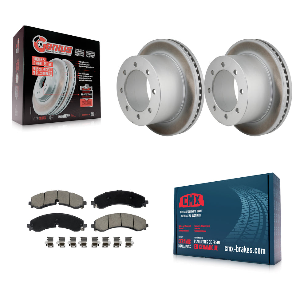 Rear Coated Disc Brake Rotor & Ceramic Pad Kit For GMC Sierra 3500 HD Chevrolet Silverado KGC-102846