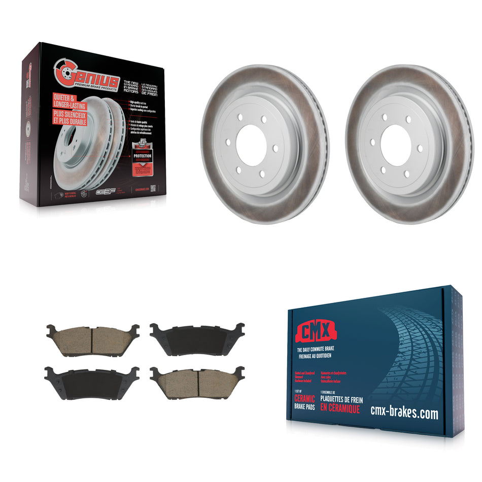 Rear Coated Disc Brake Rotors And Ceramic Pads Kit For Ford F-150 Lightning KGC-102851