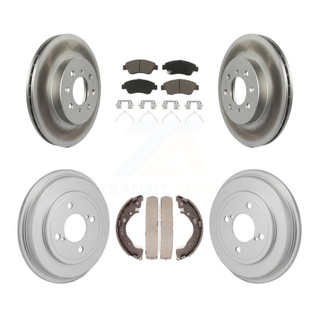 Front Rear Coated Disc Brake Rotors Ceramic Pads And Drum Kit For 2013 Honda Fit DX KGC-102863