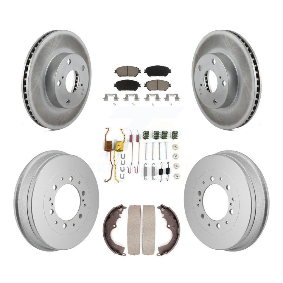 Front Rear Coated Disc Brake Rotors Ceramic Pad Drum Kit (7Pc) For 2015 Toyota Tacoma 4WD KGC-102873